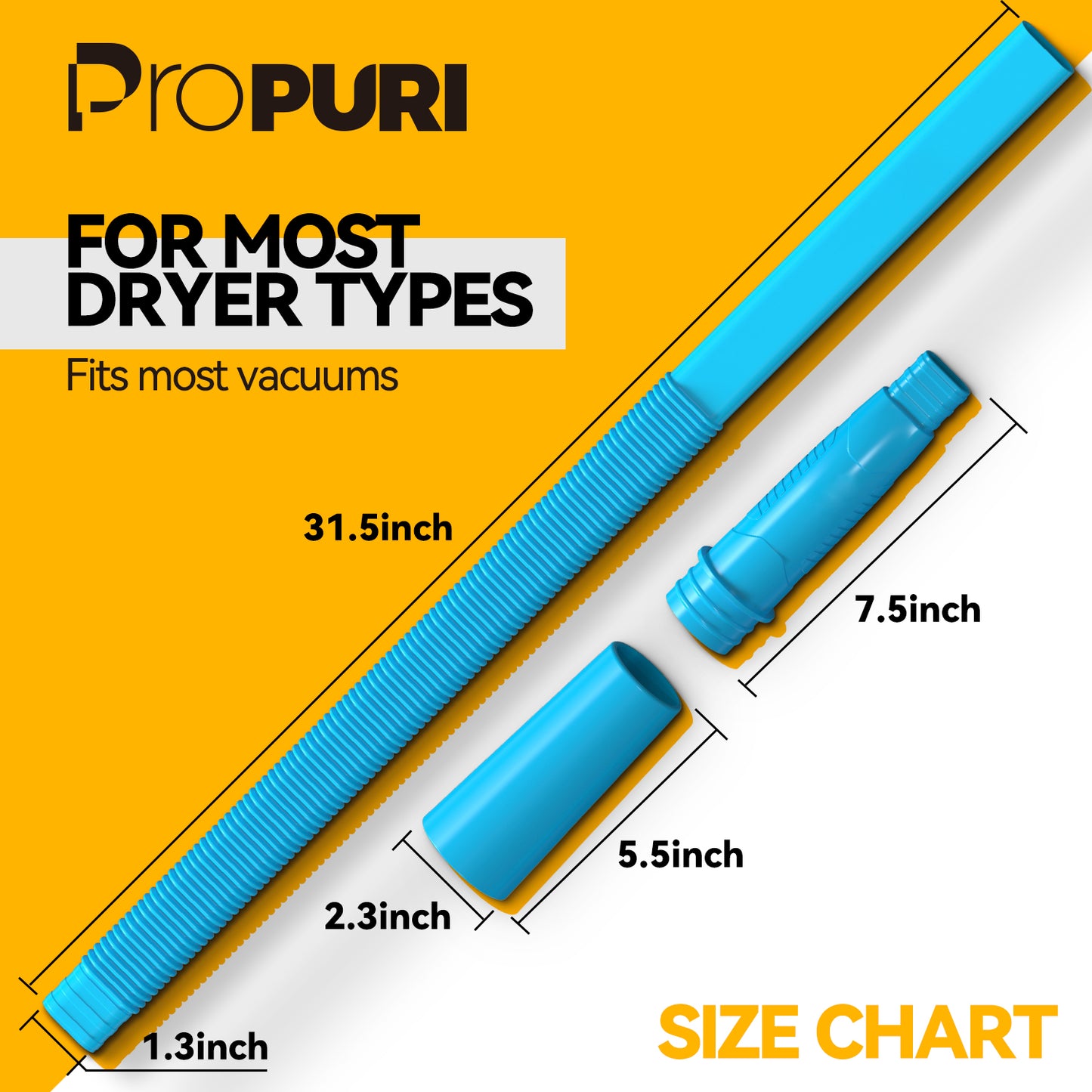 propuri Dryer Vent Cleaner Kit Vacuum Hose Attachment Brush, Lint Remover, Vent Vacuum Hose, Blue