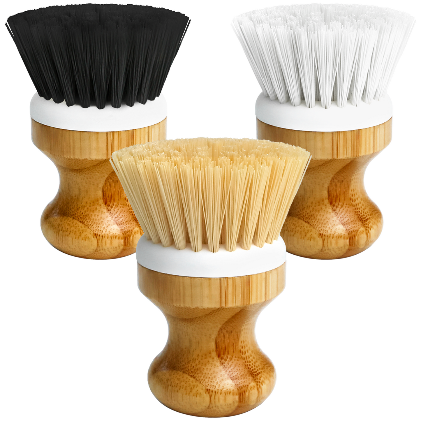 propuri Dish Brushes Palm Brush Dish Scrubber Bamboo Round Natural Scrub Brush Cleaning Kit 3pack