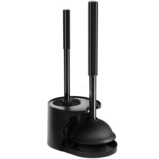 propuri 2 in 1 Toilet Plunger and Brush Set，Extended Handle Plunger,Bathroom Cleaning Tools ,Black