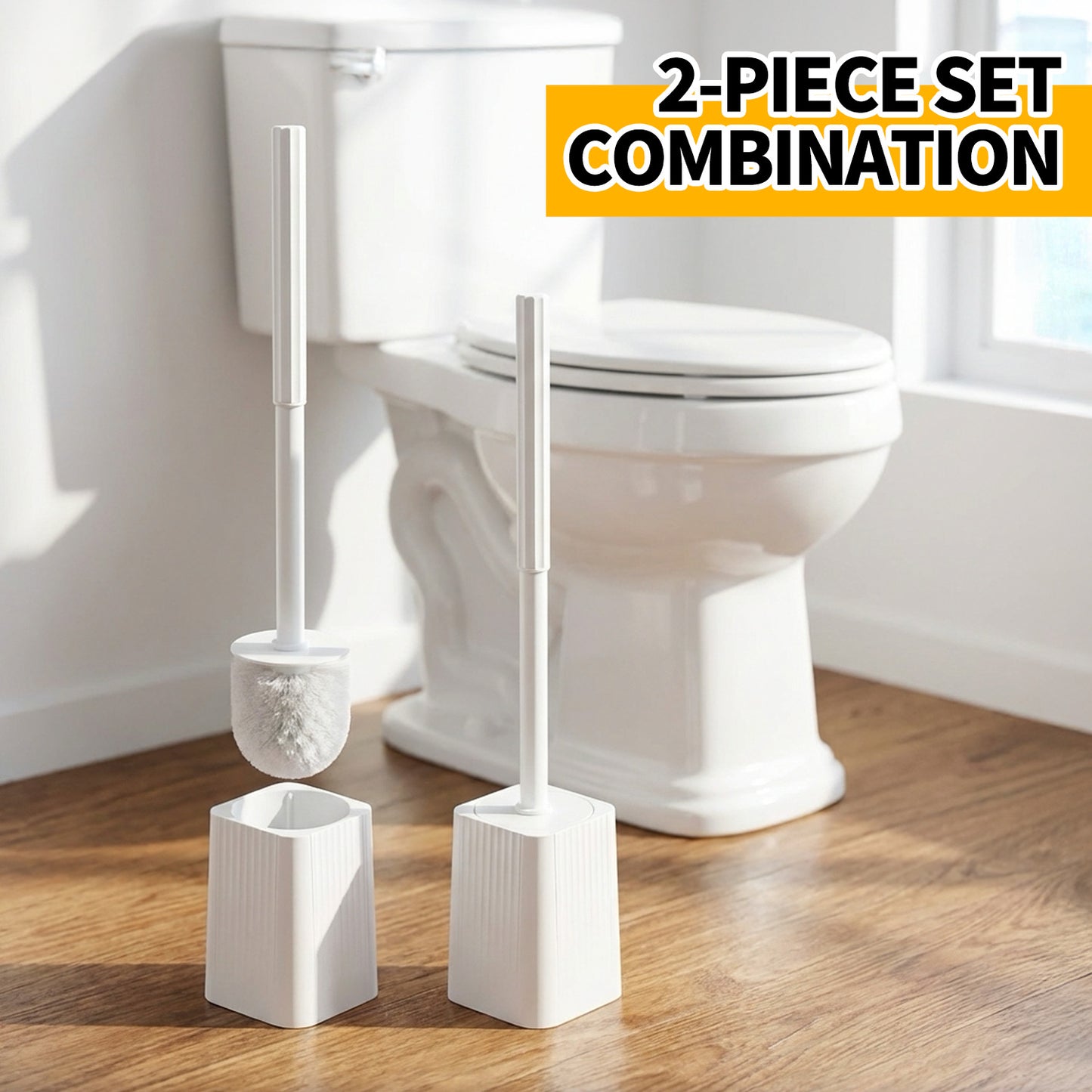 propuri 2Pack Toilet Bowl Brush and Holder Set - Toilet Scrubber Brush,Cleaning Brush,Bathroom Decor,Household Essentials,Cleaning Supplies,Home Essentials,White