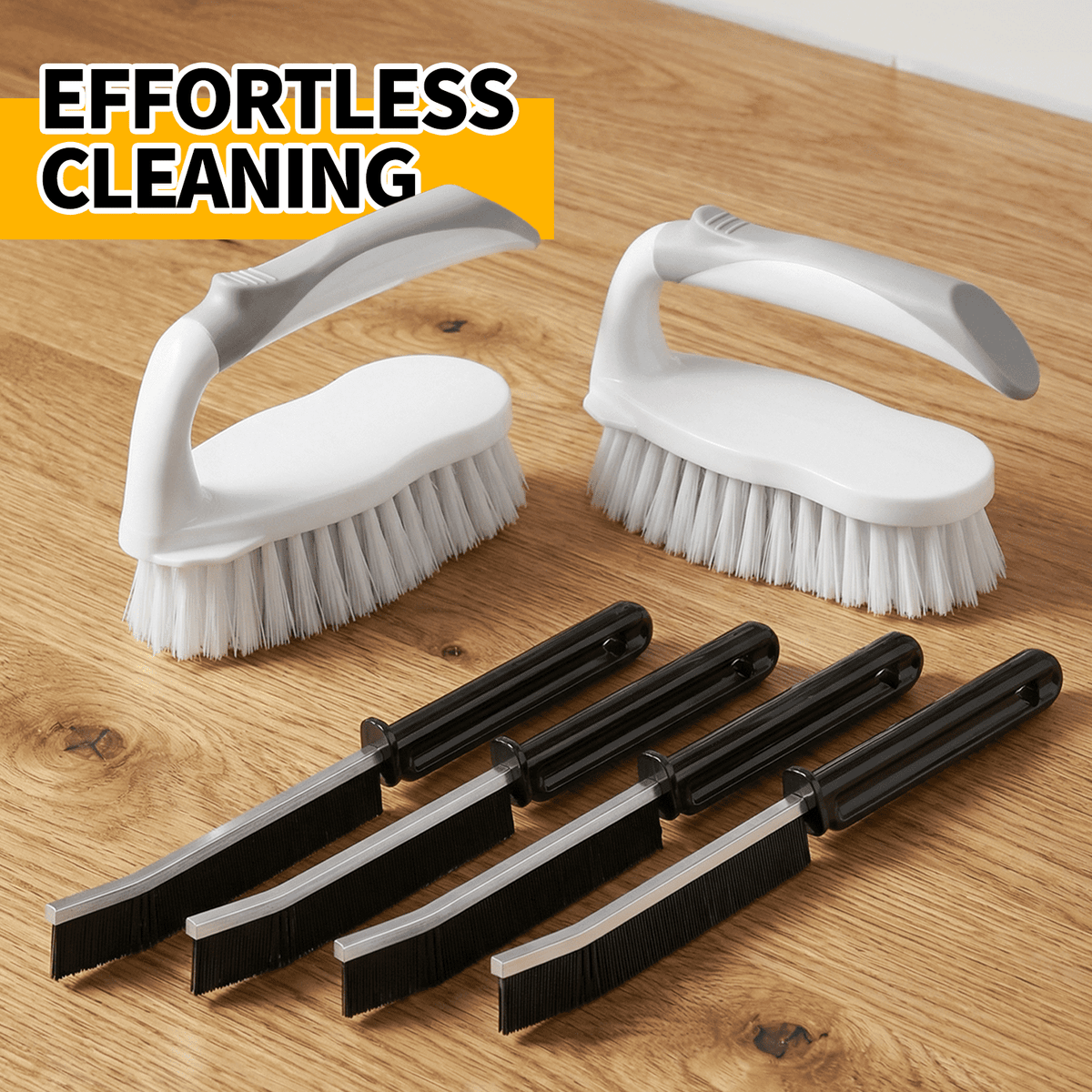 propuri Scrub Brush - 6 Pack, Scrub Brushes for Cleaning, Heavy-Duty Scrub Brush, Stiff Bristles Cleaning Brush, for Kitchen, Bathtub, Floor and Wall Surfaces, Grey