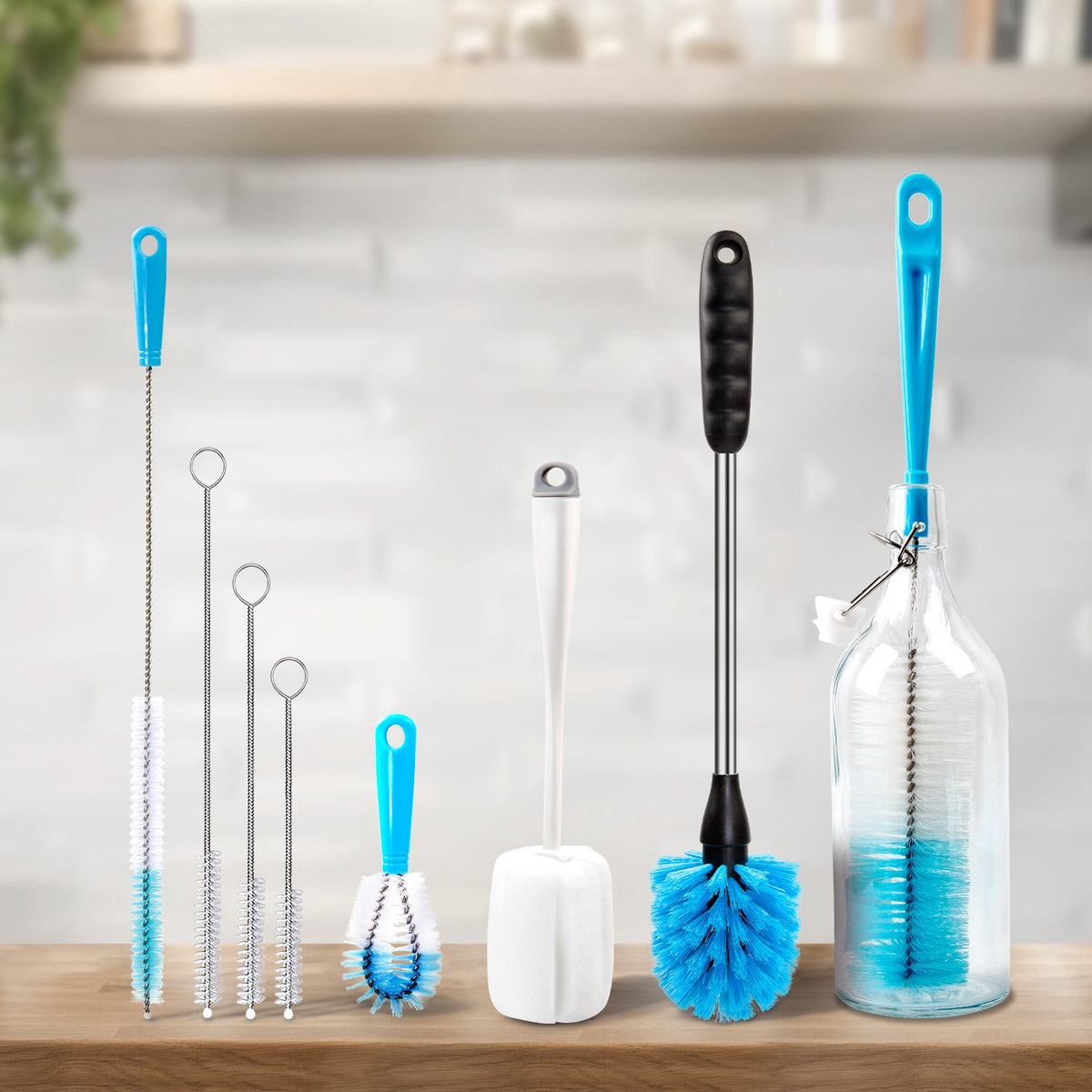 Propuri 8-Pack White, New Electronics Cleaning Brush Set with Long-Handled Bottle Brush and Straw Brush