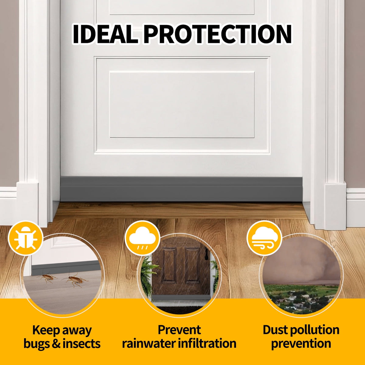 propuri Door Draft Stopper Insulator Door Sweep Weather Stripping Noise Stopper,2 Pack Gray