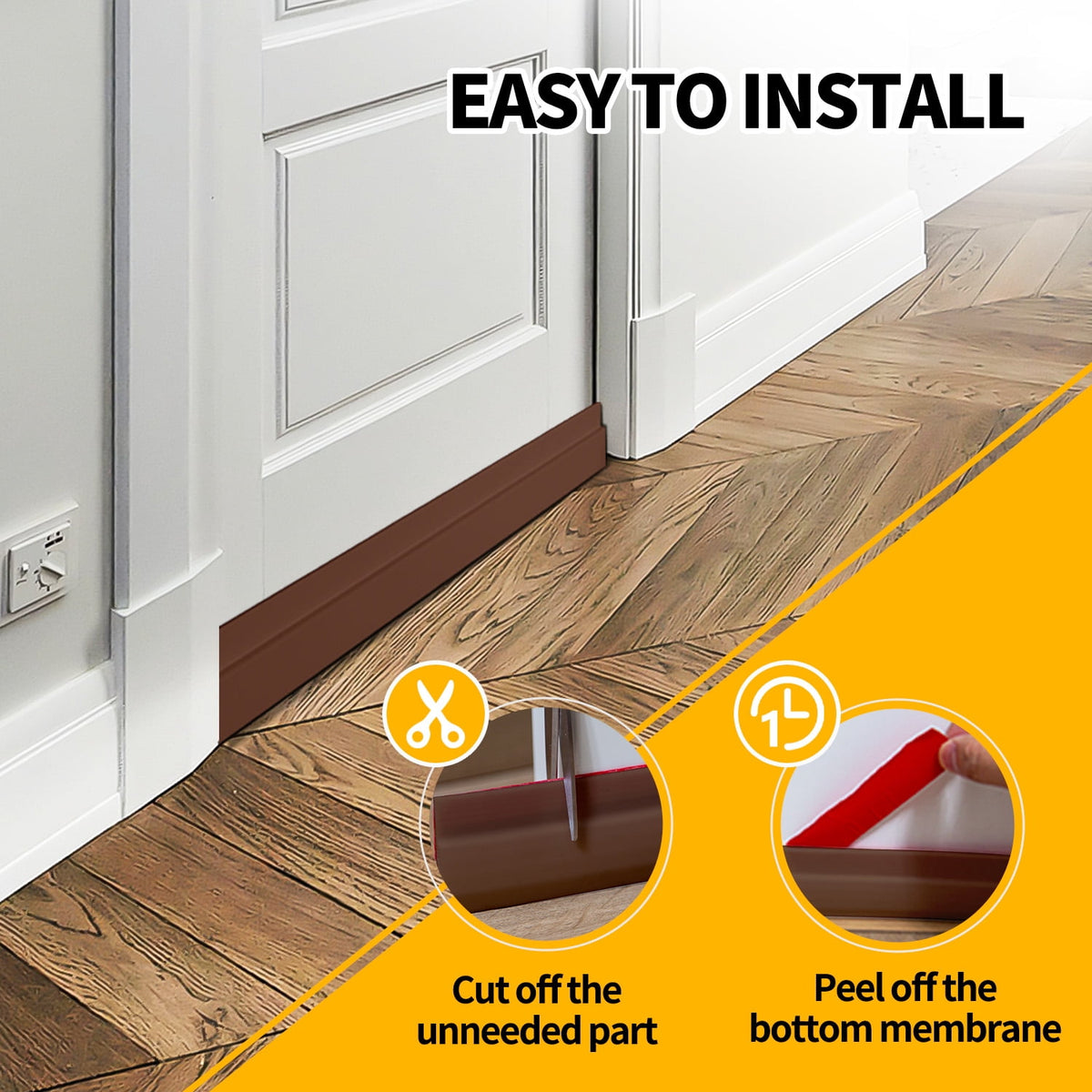 propuri Door Draft Stopper Insulator Door Sweep Weather Stripping Noise Stopper,2 Pack Brown
