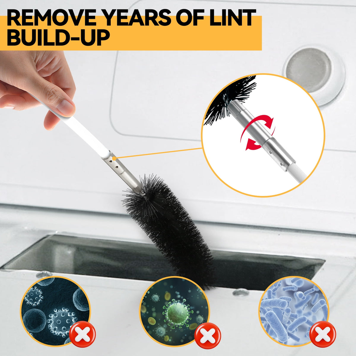 propuri Dryer Vent Cleaning Kit Dryer Cleaning Tool Include Dryer Vent Brush, Dryer Lint Vacuum Attachment Dryer Lint Trap Brush, Vacuum & Dryer Adapters