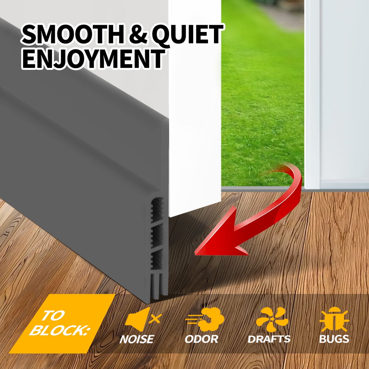 propuri Door Draft Stopper Under Door Draft Blocker Insulator Door Sweep Weather Stripping Noise Stopper , 41inch Gray