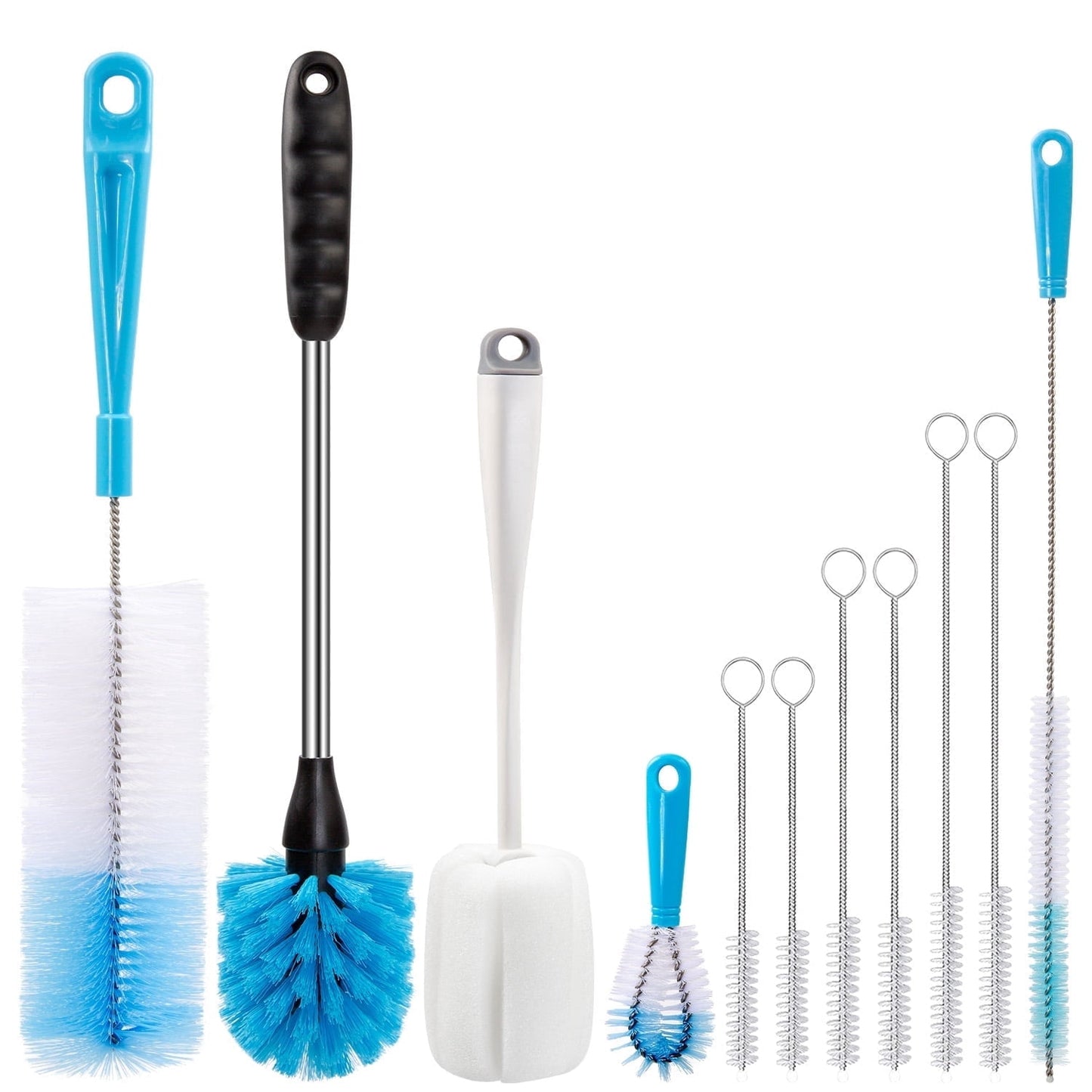NSTB Bottle Brush Tube Cleaning Set, 11 Pack White with Narrow Neck Beer Bottles Wine Decanter Electronics Cleaning Brush