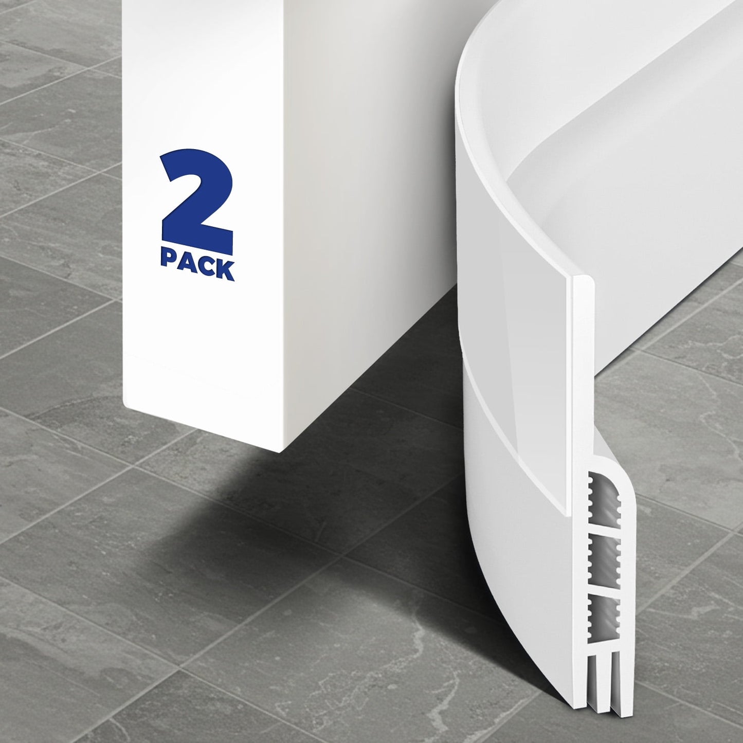 NSTB Door Draft Stopper Insulator Door Sweep Weather Stripping Noise Stopper,2 Pack White