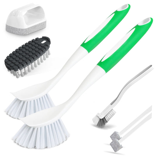 NSTB Kitchen Cleaning Brush, durable nylon bristles,7Pack Green