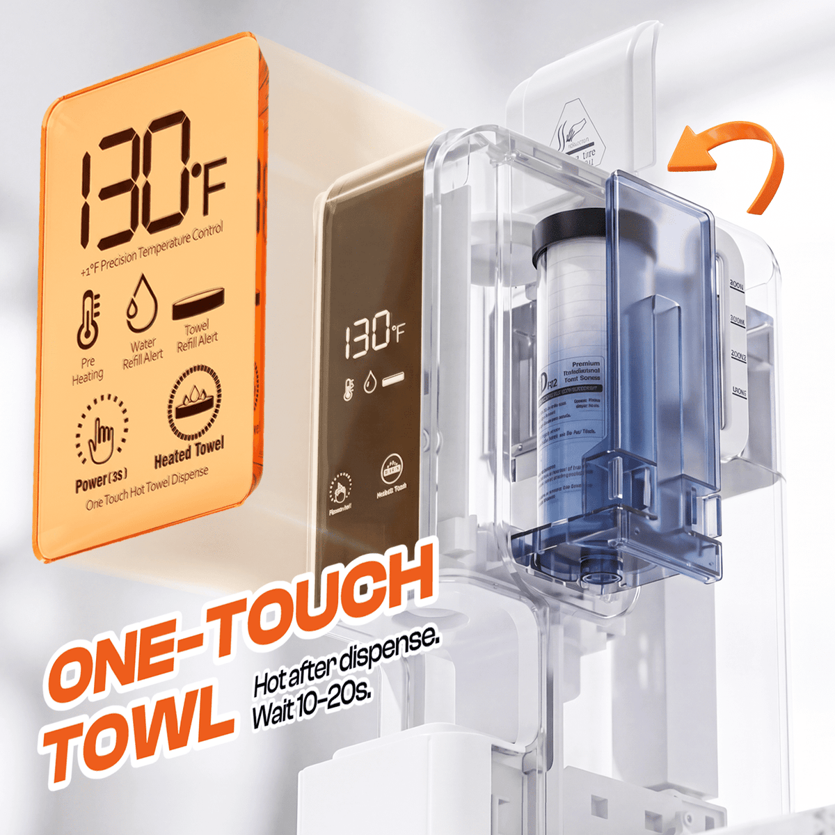 CHIC LINK Portable Hot Towel Dispenser, Heats Compressed Towels in 5 Seconds, 20 Pack Towels Included, White