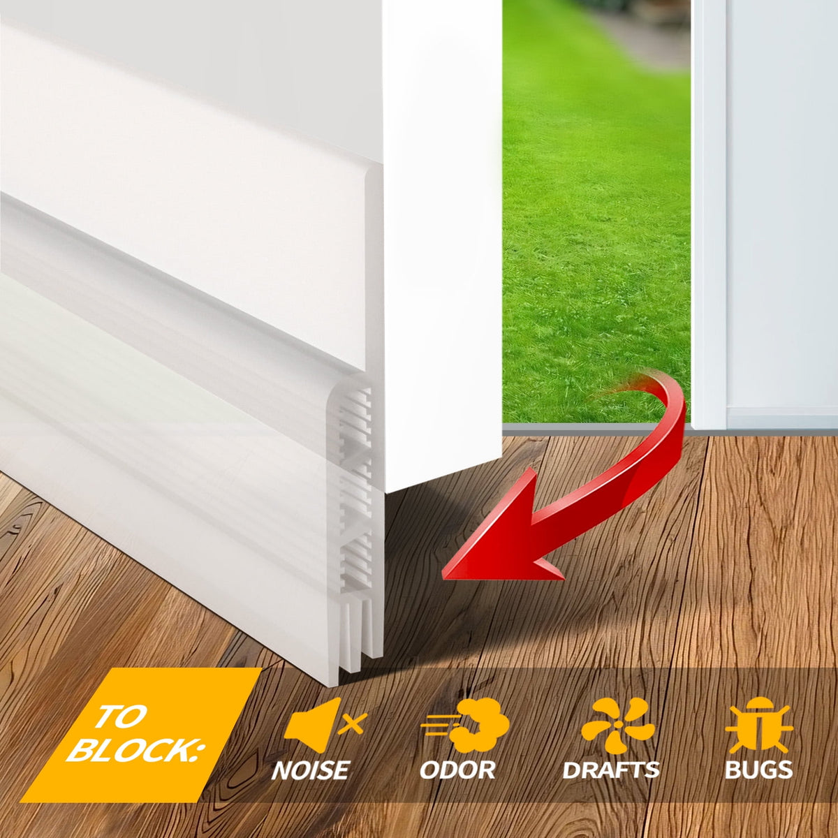 propuri Door Draft Stopper Under Door Draft Blocker Insulator Door Sweep Weather Stripping Noise Stopper ,Tansparent