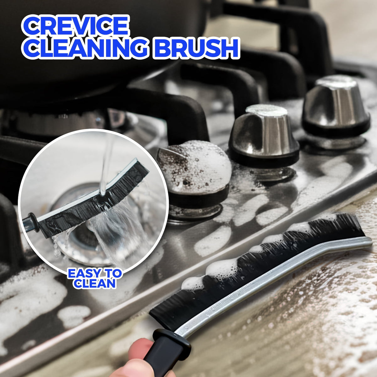propuri Dish Brush with Handle for Cleaning, Crevice Cleaning Brush, Multifunctional Household Kitchen Scrub Brush for Dish, Pot, Pan, Kitchen Sink, Windowsill (Gray),4 Pack