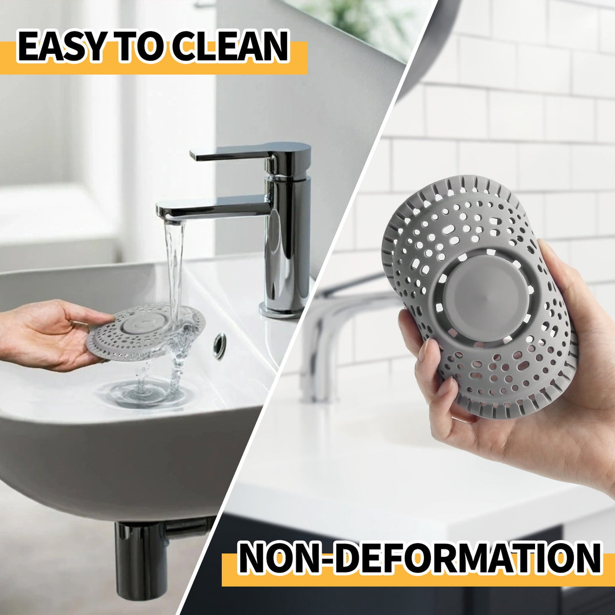 propuri Shower Drain Hair Catcher, Premium Silicone Drain & Shower Drain Cover for Shower Room, Bathroom, Sink, Gray