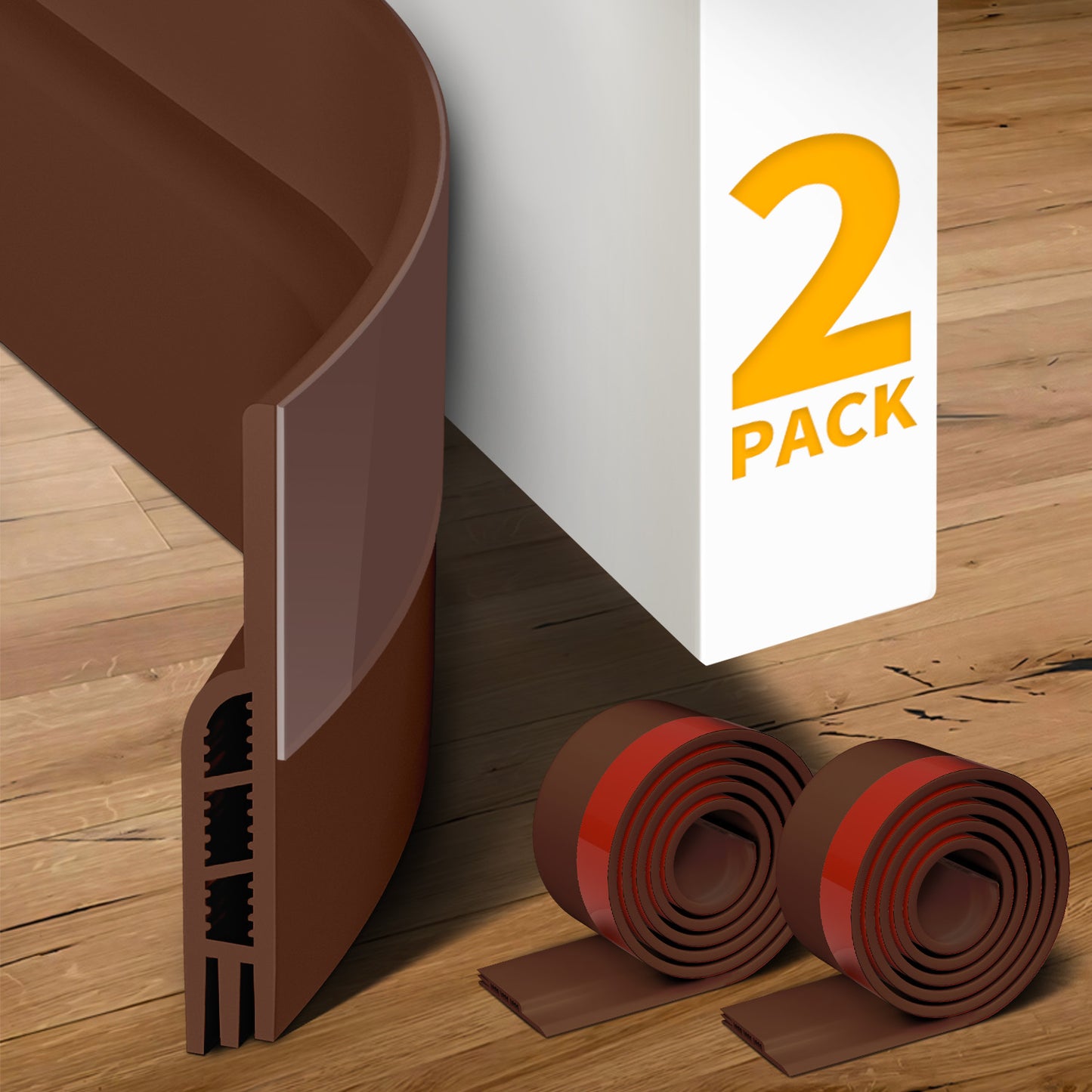 propuri Door Draft Stopper Under Door Draft Blocker Insulator Door Sweep Weather Stripping Noise Stopper ,2 Pack Brown