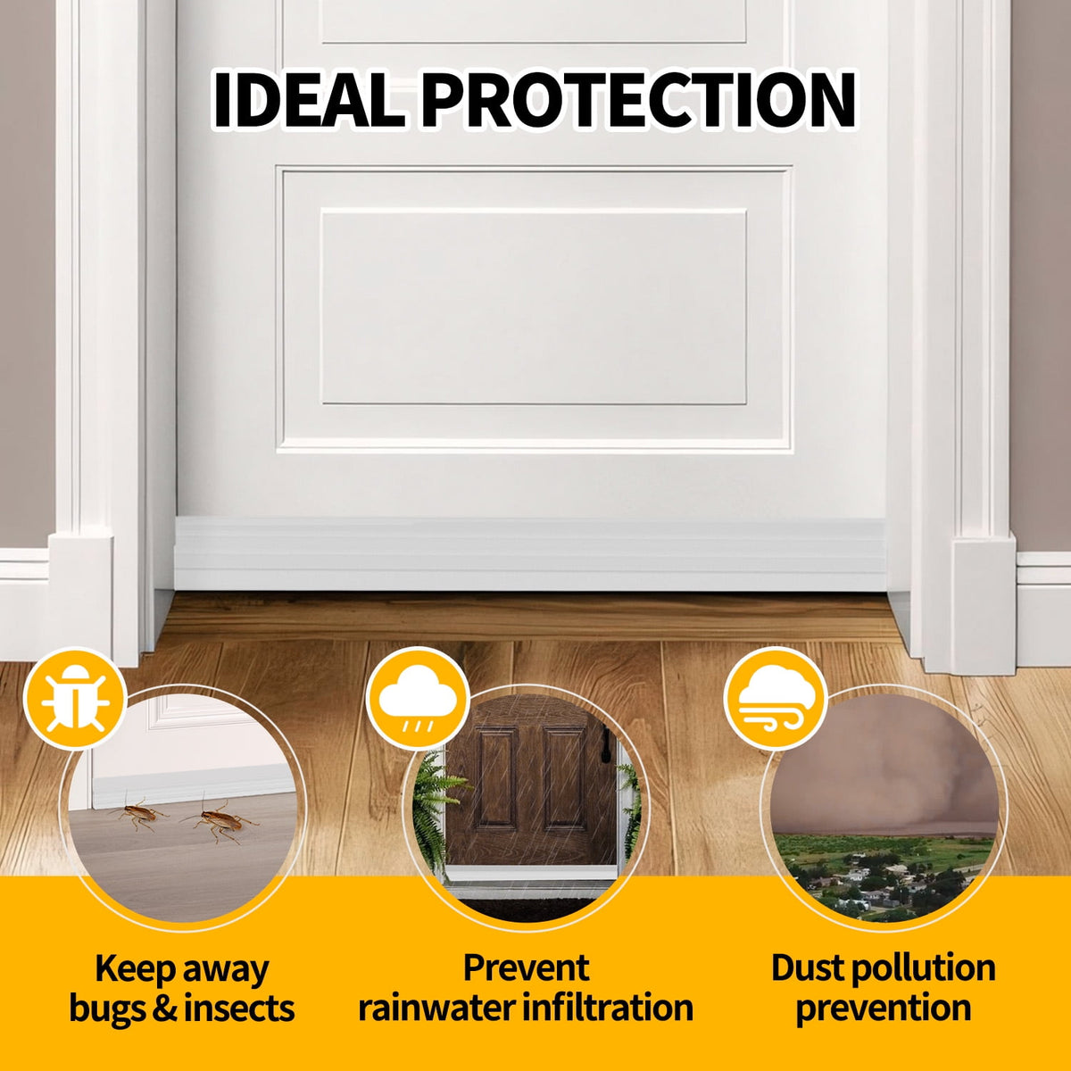 propuri Door Draft Stopper Insulator Door Sweep Weather Stripping Noise Stopper,2 Pack Tansparent