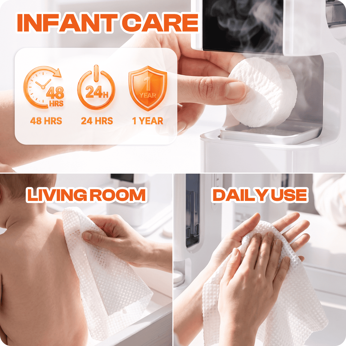 CHIC LINK Portable Hot Towel Dispenser, Heats Compressed Towels in 5 Seconds, 20 Pack Towels Included, White