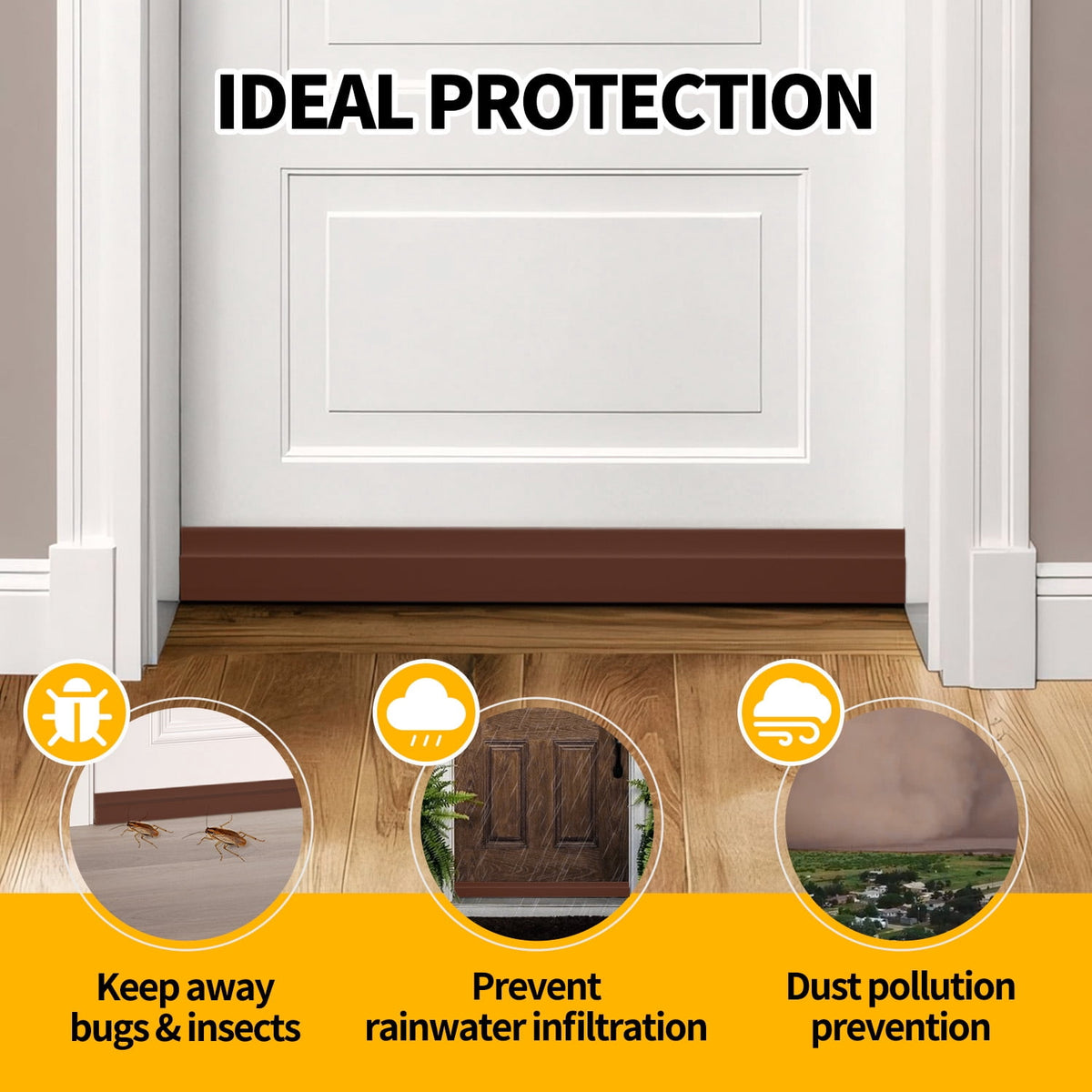 propuri Door Draft Stopper Insulator Door Sweep Weather Stripping Noise Stopper,2 Pack Brown