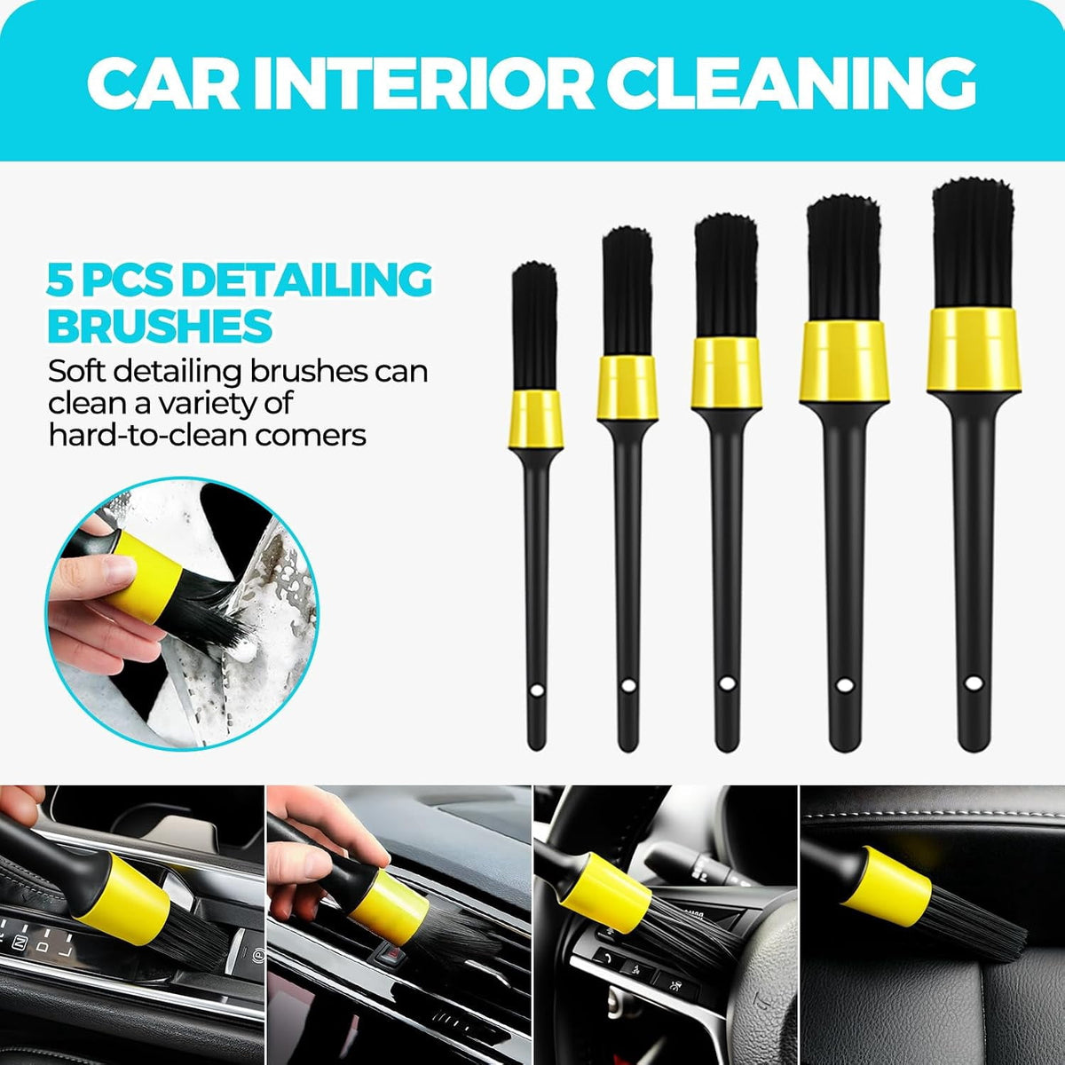30Pcs Car Detailing Kit, Interior Exterior Wheel Car Cleaning Set with Brushes, Towels, Wash Mitt, Cleaning Gel, Extendable Duster for Vehicle Home Office