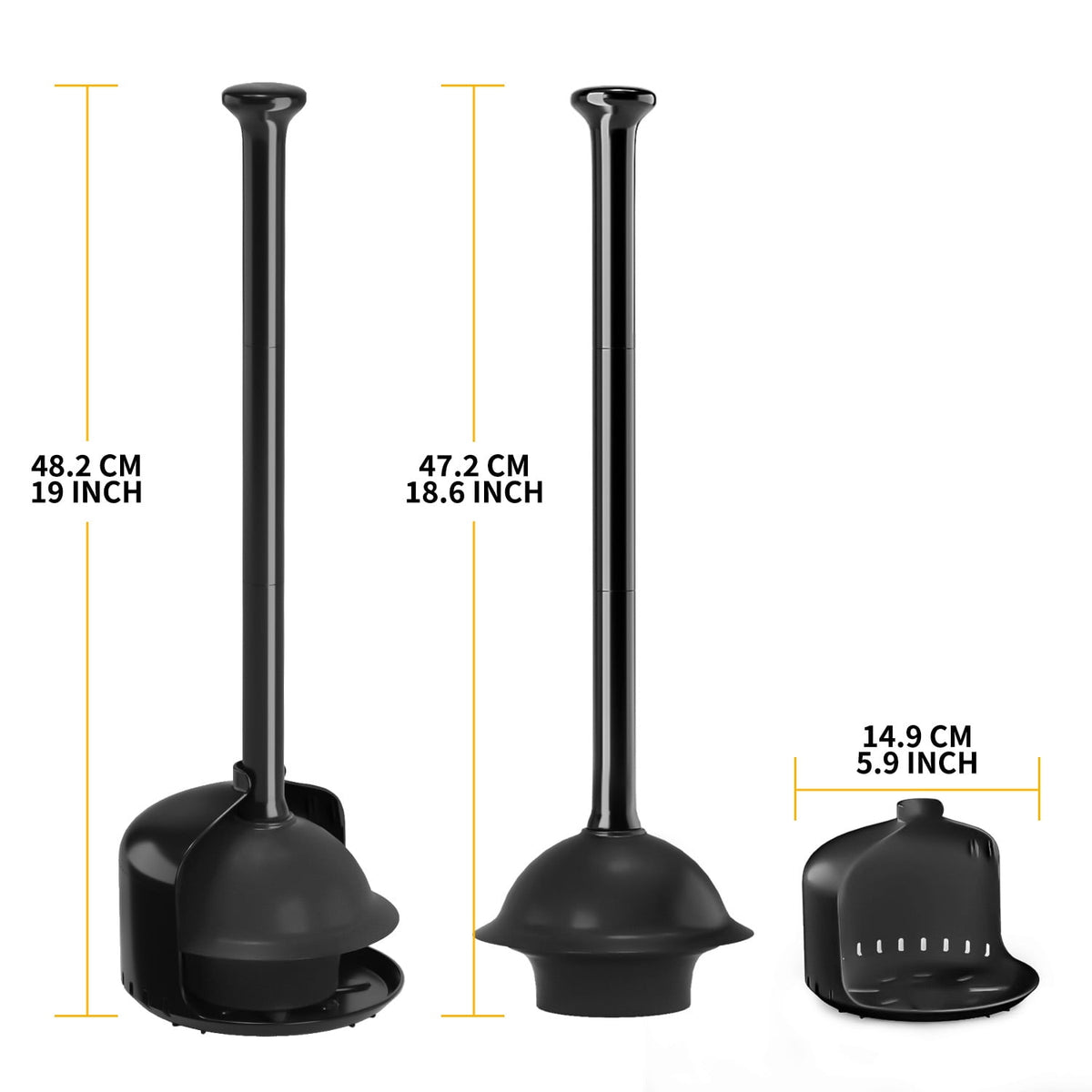 propuri Toilet Plunger with Holder,Heavy Duty Plunger with Cover,Bathroom Decor Accessories,Toilet Clean,1 Pack,Black
