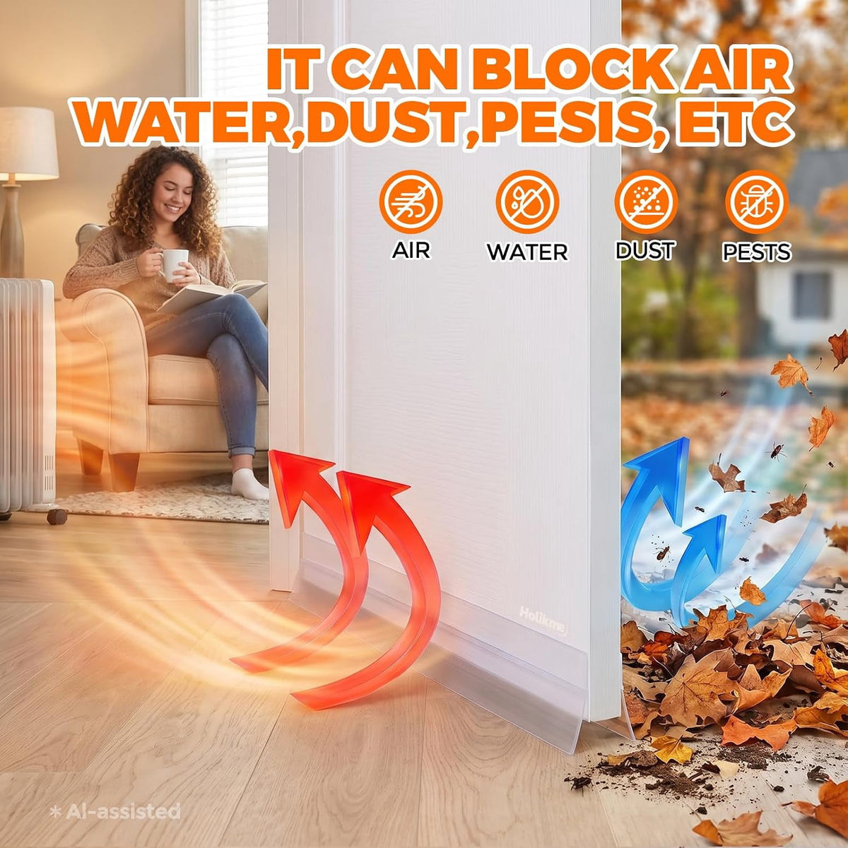 CHIC LINK Weather Stripping Seal Strip Self-Adhesive Door & Window , 1.4 in x 65 ft Draft Stopper (3-Pack)