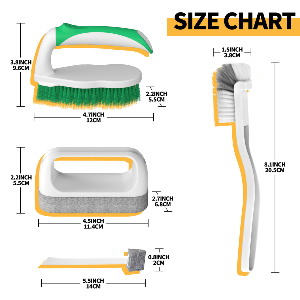 Propuri Deep Cleaning Brush Kit, Scrub Pads with Scraper Tip Scouring Pads, Floor  7 Pack Green