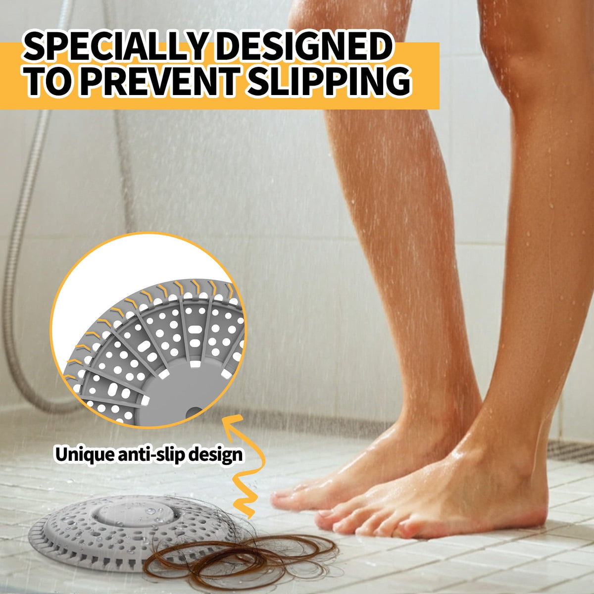 propuri Shower Drain Hair Catcher, Premium Silicone Drain & Shower Drain Cover for Shower Room, Bathroom, Sink, Gray
