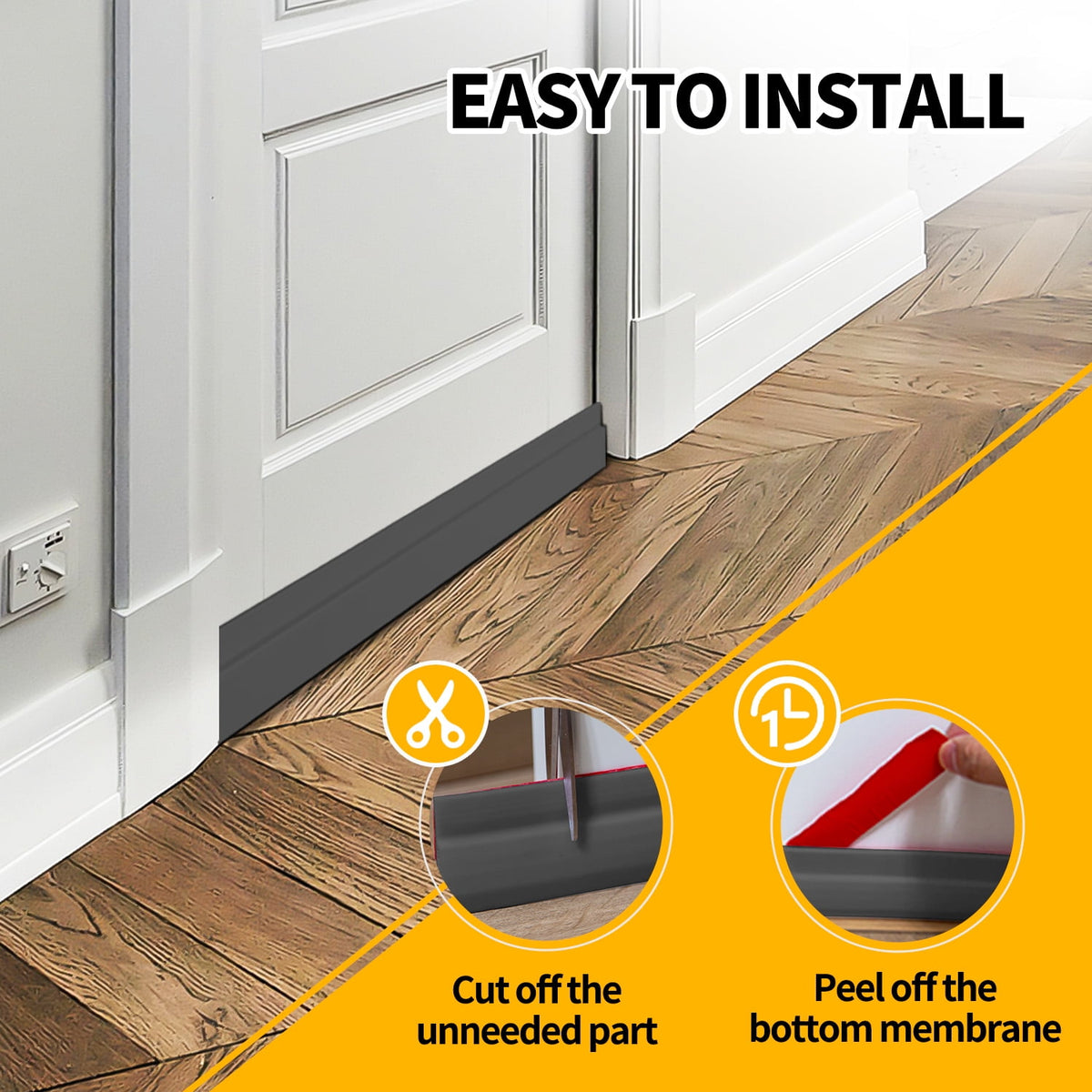 propuri Door Draft Stopper Under Door Draft Blocker Insulator Door Sweep Weather Stripping Noise Stopper , 41inch Gray