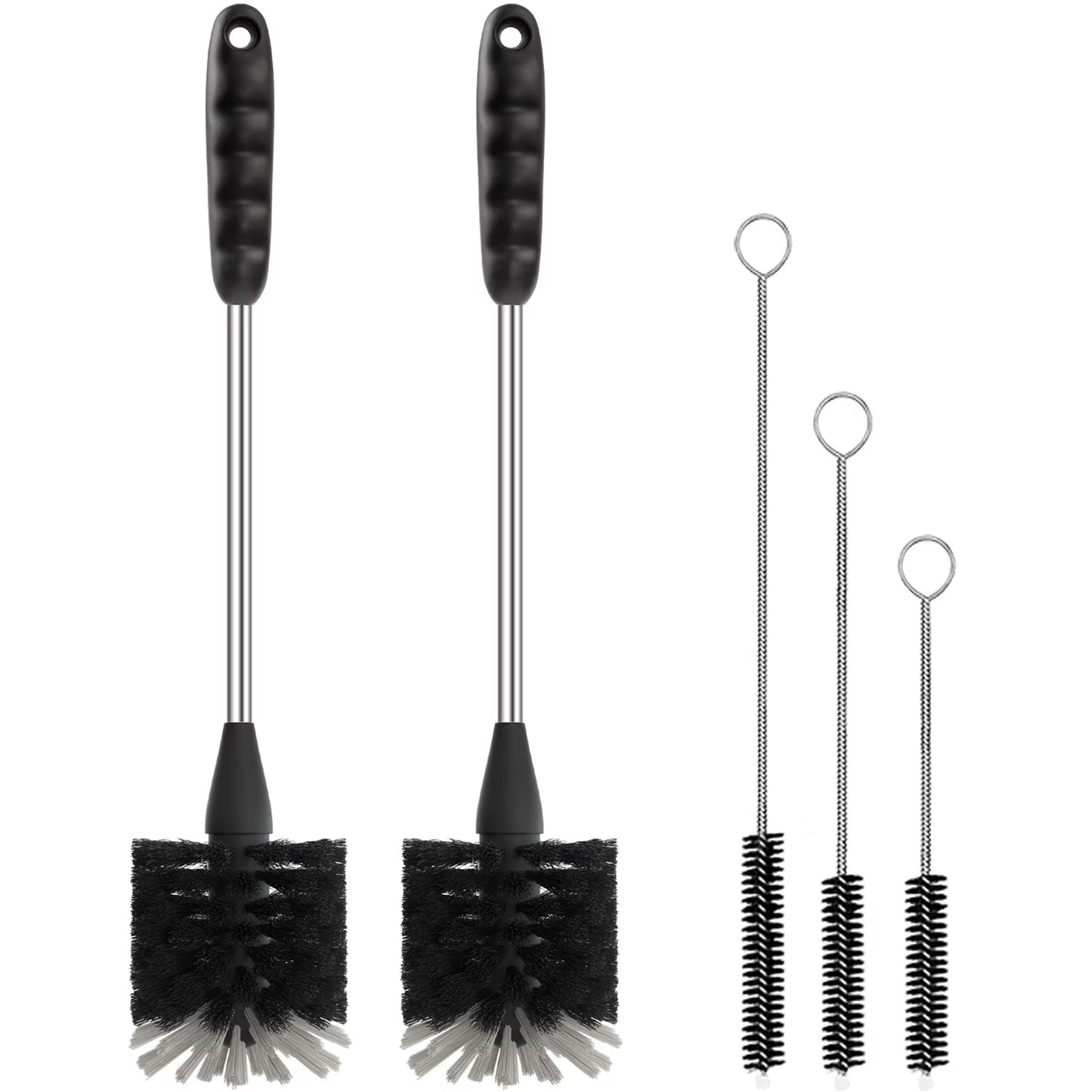propuri 5 Pack Bottle Brush Fruit Vegetable Brushes Set, 3-in-1 Bottle Cleaning Brush for Water Bottle, Baby Bottle, Straws Black