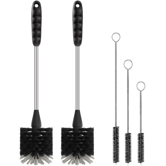 propuri 5 Pack Bottle Brush Fruit Vegetable Brushes Set, 3-in-1 Bottle Cleaning Brush for Water Bottle, Baby Bottle, Straws Black