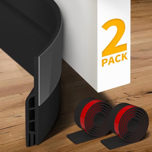 propuri Door Draft Stopper Insulator Door Sweep Weather Stripping Noise Stopper,2 Pack Black