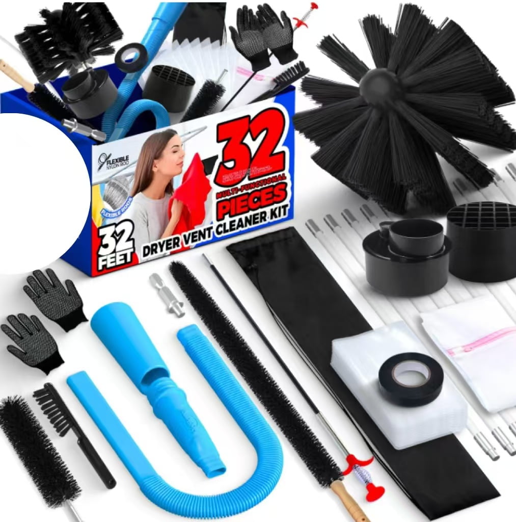 propuri Dryer Vent Cleaning Kit Dryer Cleaning Tool Include Dryer Vent Brush, Dryer Lint Vacuum Attachment Dryer Lint Trap Brush, Vacuum & Dryer Adapters