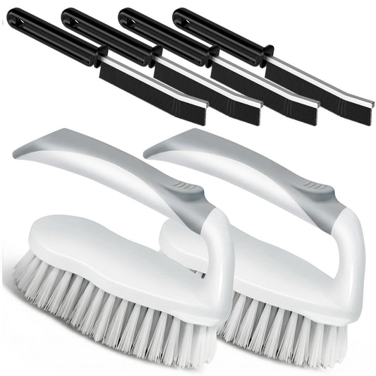 propuri Scrub Brush - 6 Pack, Scrub Brushes for Cleaning, Heavy-Duty Scrub Brush, Stiff Bristles Cleaning Brush, for Kitchen, Bathtub, Floor and Wall Surfaces, Grey