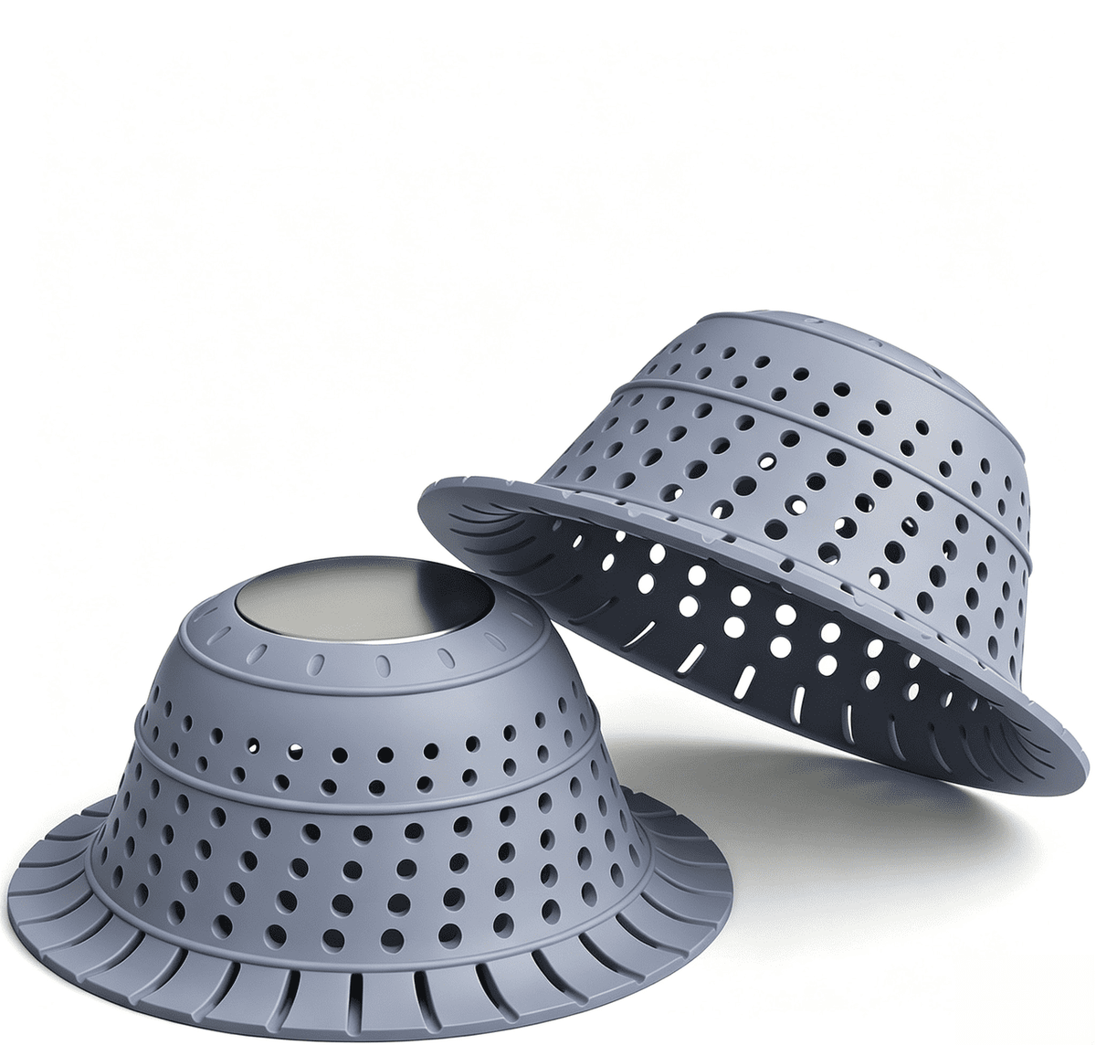 propuri Shower Drain Hair Catcher, 4.5" Collapsible Silicone Bathtub Drain Strainer with Weighted Stainless Steel Core for Flat and Pop-Up Drains£¬2 Pack,Blue