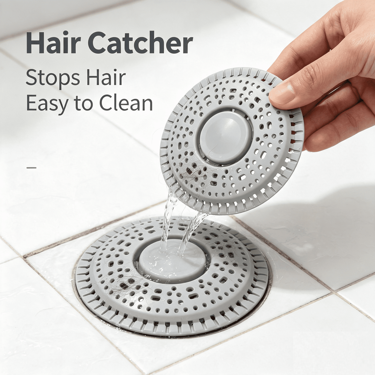 propuri Shower Drain Hair Catcher, Premium Silicone Drain & Shower Drain Cover for Shower Room, Bathroom, Sink, 2Pack Gray