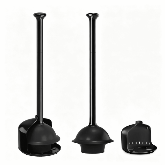 propuri Toilet Plunger with Holder,Heavy Duty Plunger with Cover,Bathroom Decor Accessories,Toilet Clean,1 Pack,Black