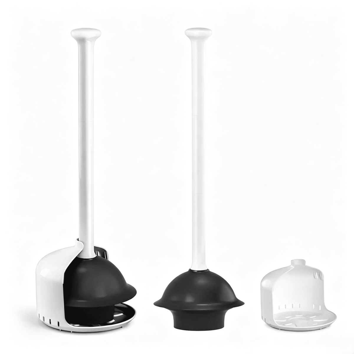 propuri Toilet Plunger with Holder,Heavy Duty Plunger with Cover,Bathroom Decor Accessories,Toilet Clean,White