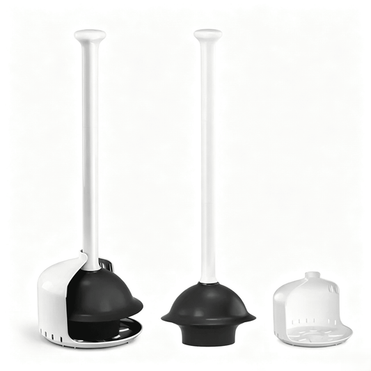 propuri Toilet Plunger with Holder,Heavy Duty Plunger with Cover,Bathroom Decor Accessories,Toilet Clean,White